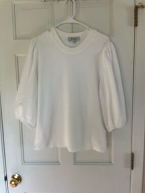Etica White Puff Sleeve Sweatshirt